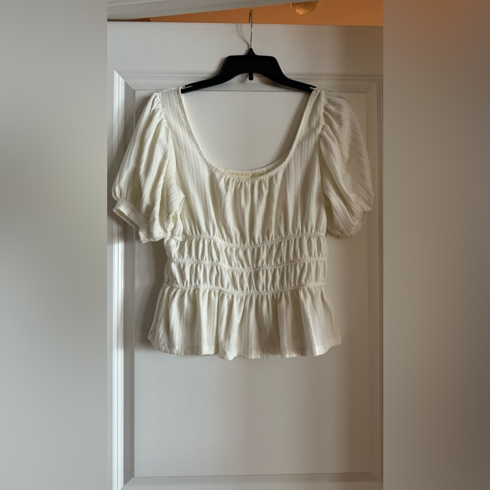 Womens Anthropologie white blouse top